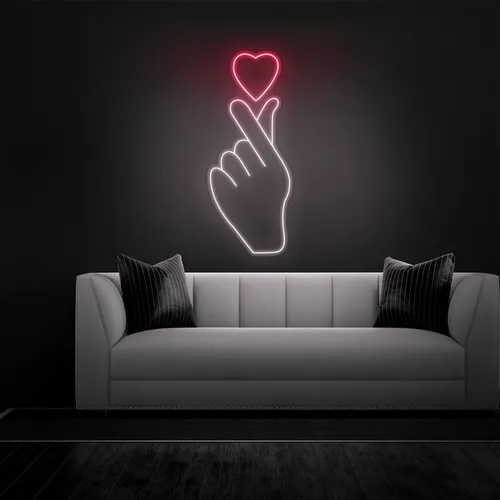 Finger Heart Neon Sign - Neon Signs Now