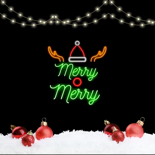Merry Merry Deer Neon Sign - Neon Signs Now