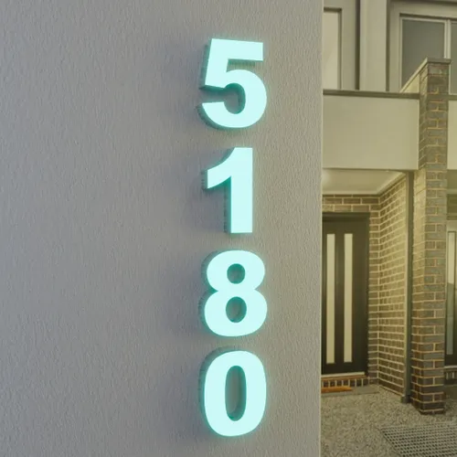Face Lit House Number - Neon Signs Now