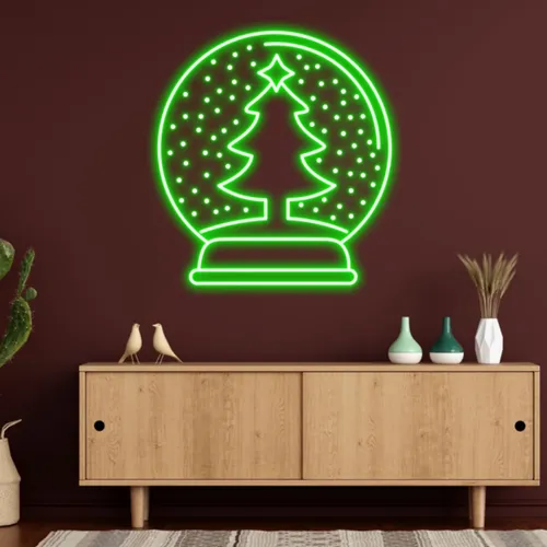 Merry Christmas Snowglobe Neon Sign - Neon Signs Now