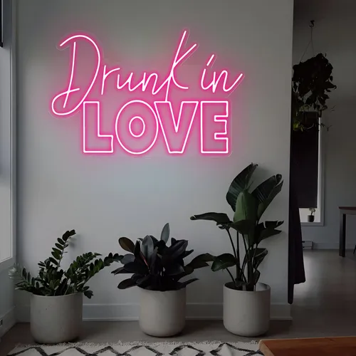 Lovely Bright Hot Pink good “Drunk in Love” LED Night Light Room Wall Decoration