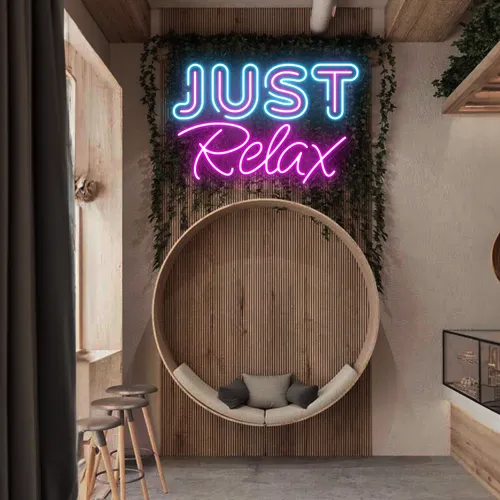 Bright Blue “Just Relax” fashion Nike Swoosh LED Light Sign Wall Decoration