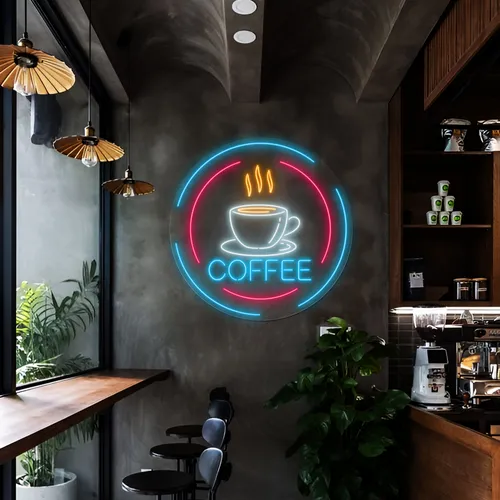 Steaming Cup Coffee Neon Sign - Neon Signs Now