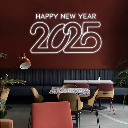 Frosty Happy New Year 2024 Neon Sign