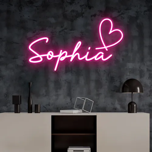 Sophia with Heart Neon Sign
