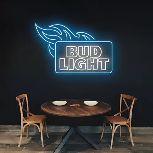 Fiery Bud Light Neon Sign