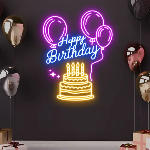 Happy Birthday Bash Neon Sign