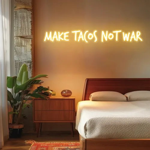 Zesty "Make Tacos Not War" Neon Sign