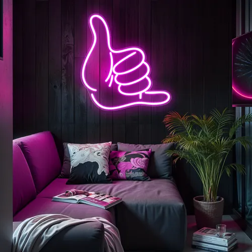 Pink Shaka Hand Neon Sign - Neon Signs Now