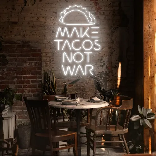 Tasty "Make Tacos Not War" Neon Sign