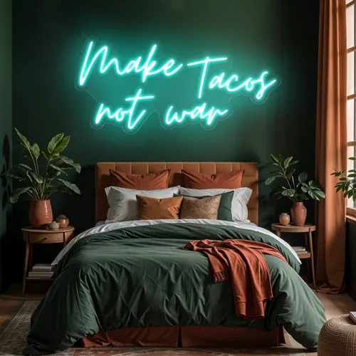 Sizzling "Make Tacos Not War" Neon Sign
