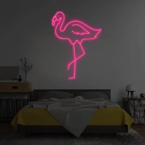 Single Flamingo Vertical Neon Sign
