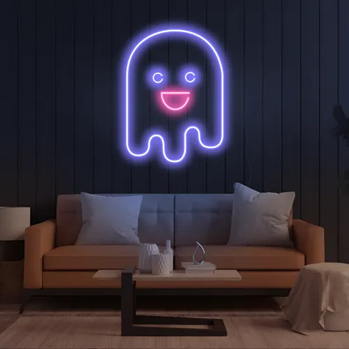 Ghost Cartoon Vertical Neon Sign