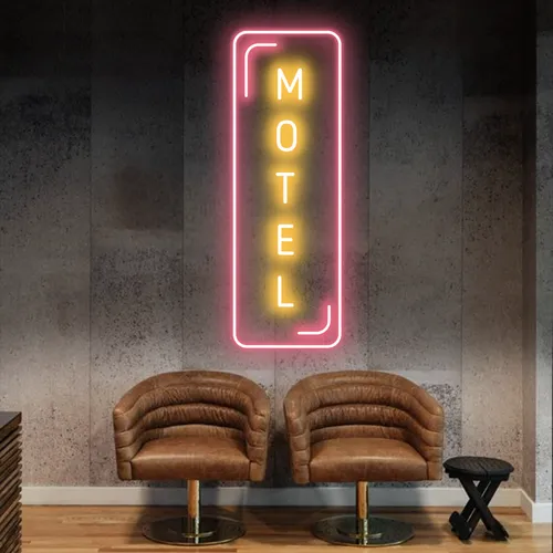Motel Vertical Neon Sign