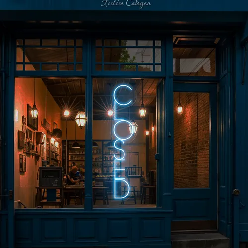 Closed Vertical Neon Sign