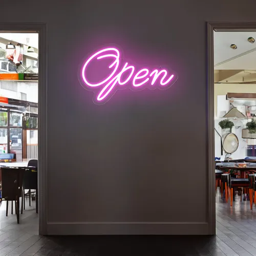 Open Script Neon Sign