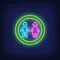 Boy & Girl Silhouettes Circle Neon Sign - Neon Signs Now
