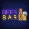 Beer & Bar with Bottle & Glass Neon - Neon Signs Now