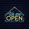 We Are Open Blue and Yellow Neon Sign - Neon Signs Now