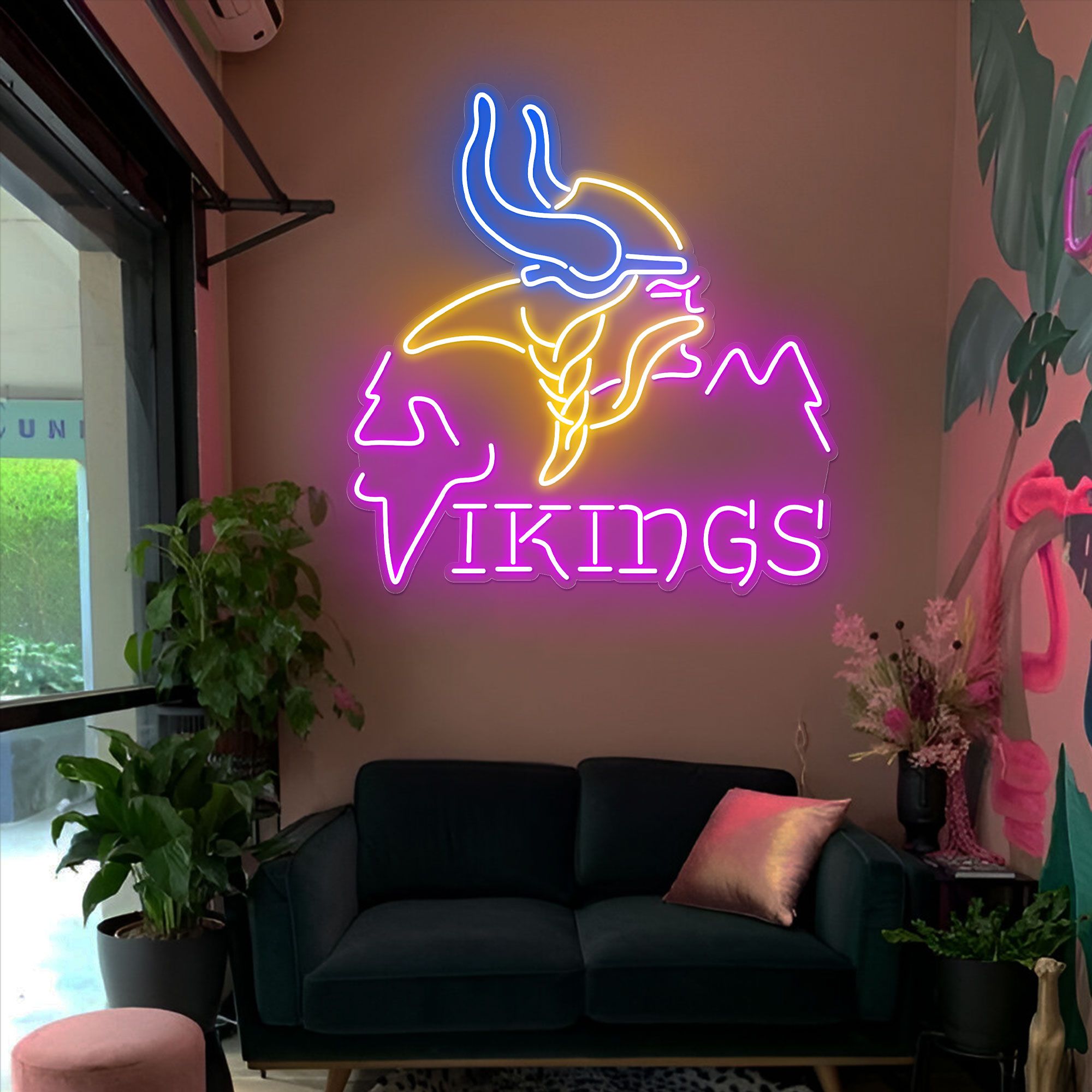 Minnesota Vikings Dynamic RGB Edge Lit LED Sign | PROLEDSIGN MINNESOTA VIKINGS LED Neon Sign For Bar, Porch, Garage, Mancave 16 Inch main image 1